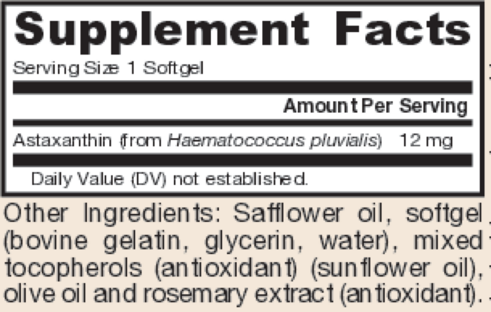Astaxanthin 12 mg 30 gels | Potent Antioxidant for Mitochondrial & Cellular Energy Support