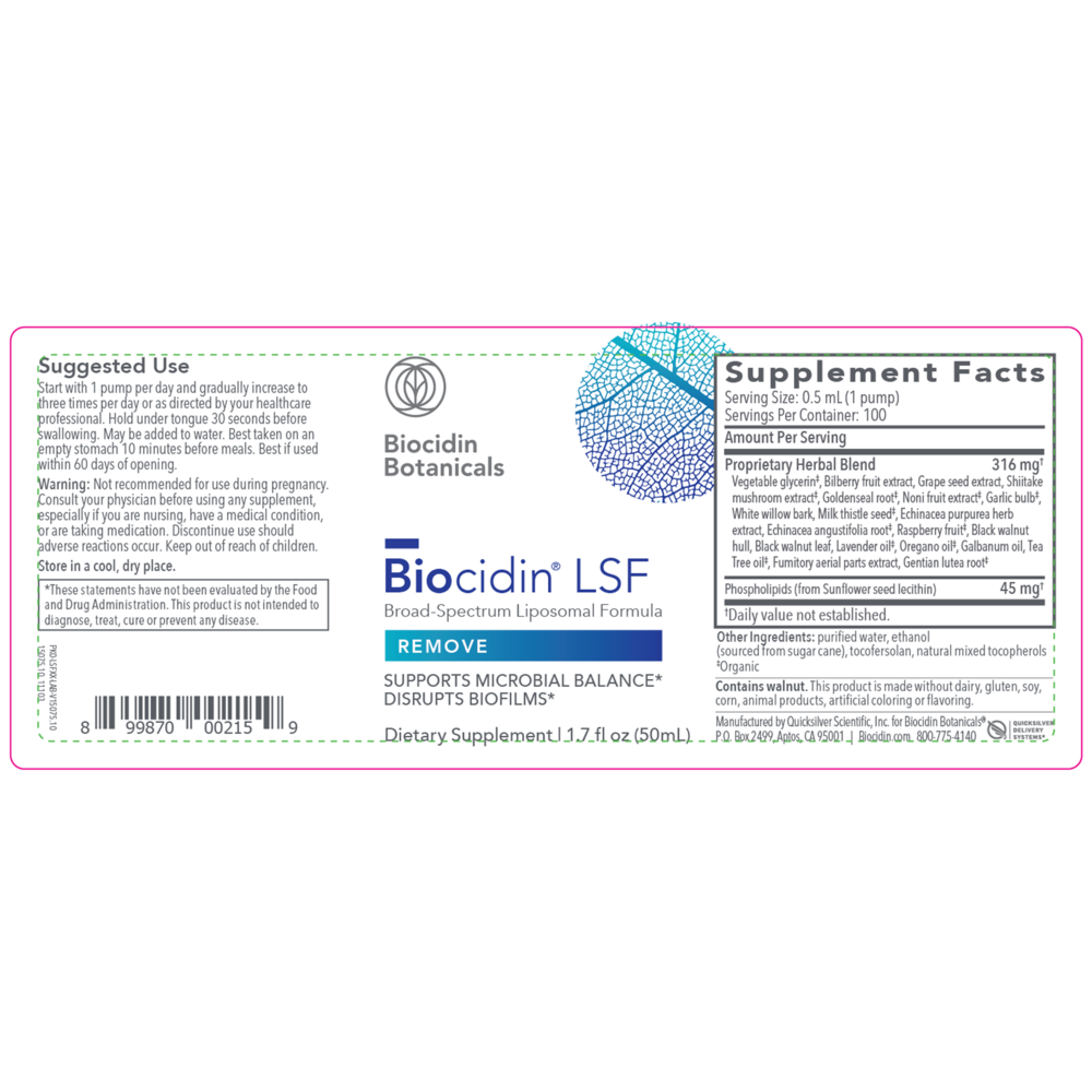 BIOCIDIN LSF 1.7 fl oz | Broad-Spectrum Botanical Detox & Clearance Formula