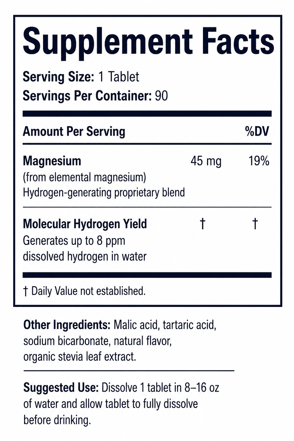H2 Molecular Hydrogen Tablets – Magnesium Supplement