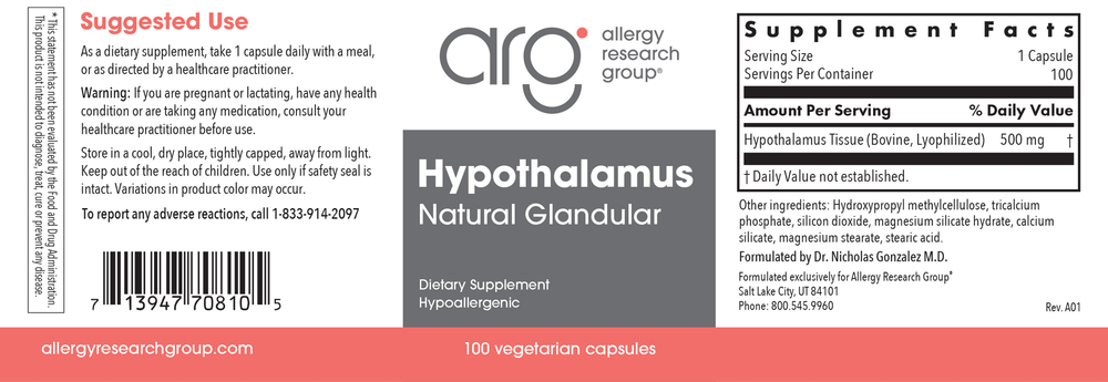 Hypothalamus 100 Vegicaps - Hypothalamus Support Hormone Regulation & Stress Response