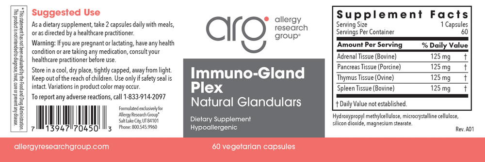 Immuno-Gland Plex 60 Vegicaps - Immune Multi-Gland Formula