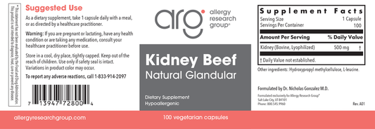 Kidney Beef 100 vcaps - Kidney Support Glandular – Filter & Drainage Health