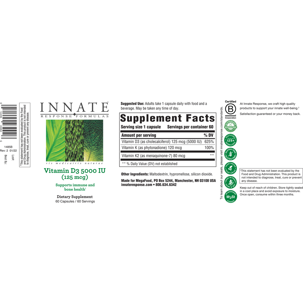 Vitamin D3 5000 IU 60 vegcaps